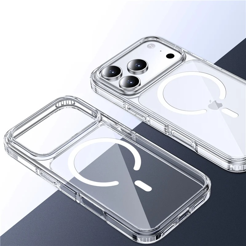 Crystal Transparent Magnetic iPhone Case — Shockproof Clear Cover, Anti-Fingerprint, Anti-Scratch, Dustproof, Lightweight Full Protection for Wireless Charging