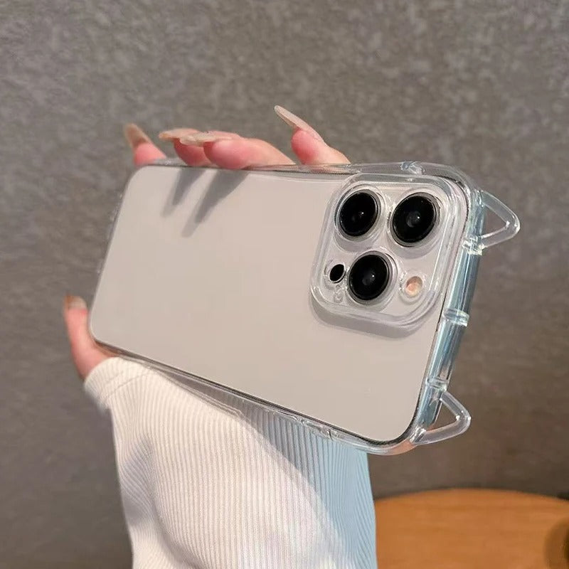 Cute iPhone Case 3D Cat Ears Clear TPU Cover — Soft Transparent Shockproof Shell, Anti-Fingerprint Scratch-Resistant Non-Slip Protective Design