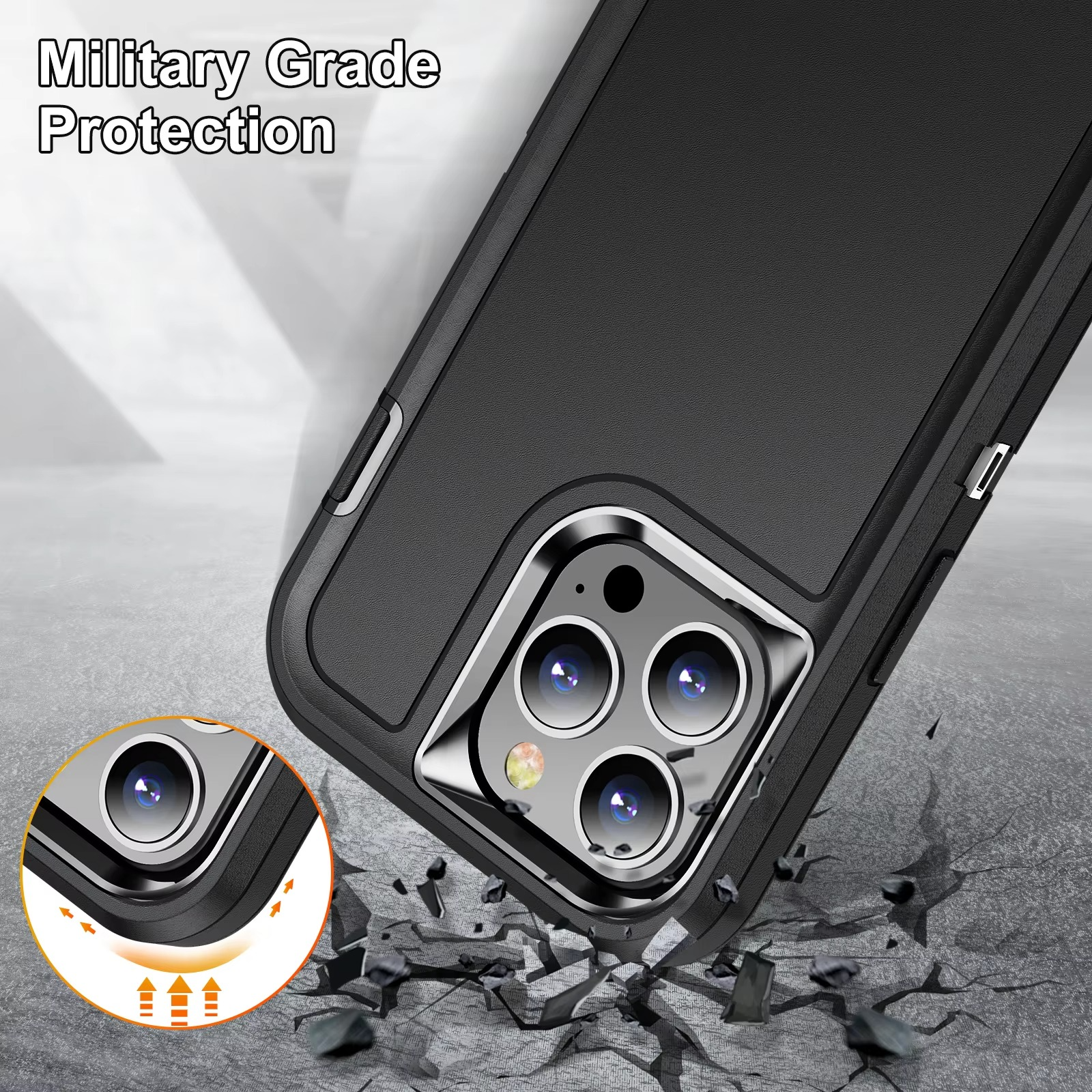 Heavy Duty Armor iPhone Case — Shockproof Metal Bracket, Dual Layer Protection, Anti-Fingerprint, Non-Slip Bumper Cover