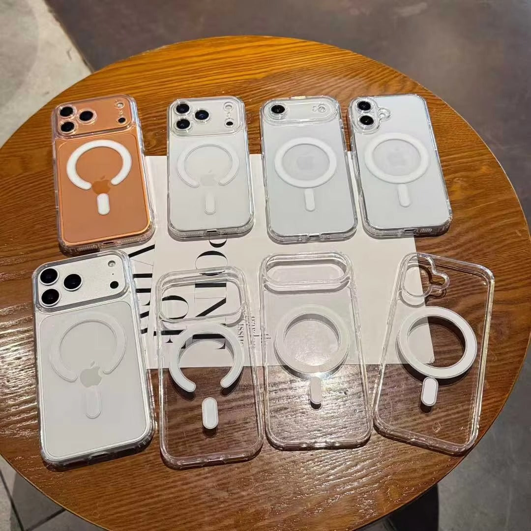 High-Clear iPhone Case — Transparent Magnetic Ultra-Thin PC Half-Wrapped Cover with Camera Control Button, Anti-Fingerprint, Anti-Scratch, Non-Slip, MagSafe Compatible Design