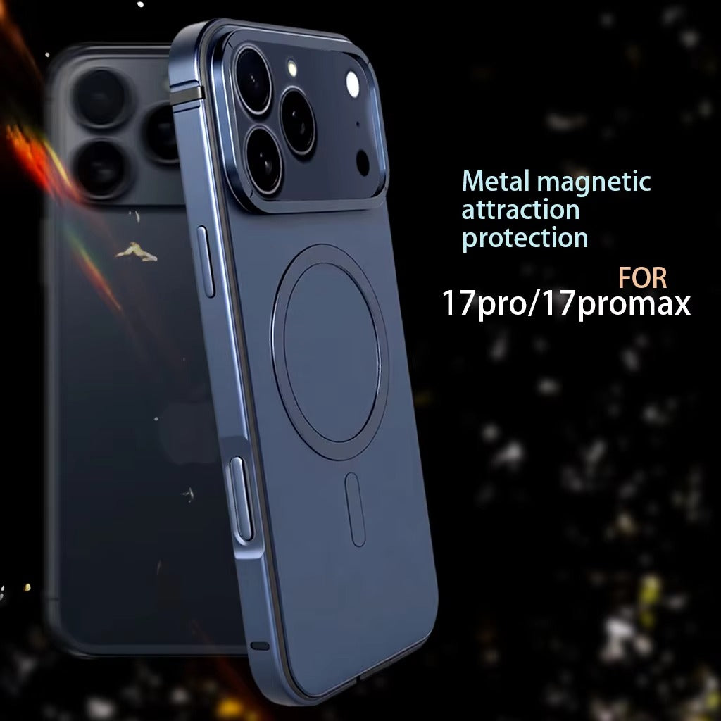 High-End iPhone Case — MagSafe Magnetic Aluminum Alloy Frame with HD Acrylic Backplate, Shock-Resistant Premium Protective Cover