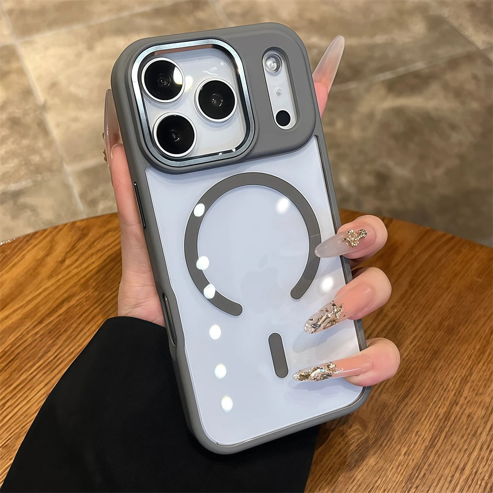 Luxury iPhone Case — Acrylic MagSafe Transparent PC+TPU Full Coverage with Camera Lens Protection, Shockproof, Anti-Fingerprint, Wireless-Charging Compatible Design