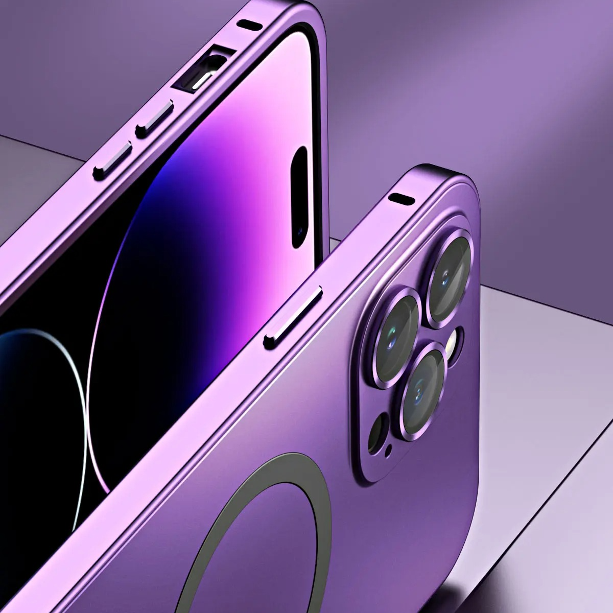 Luxury Aluminum Alloy Magnetic iPhone Case — Magsafe Wireless Charging, Full Coverage Shockproof Cover with Glass Lens, Matte Anti-Glare Finish