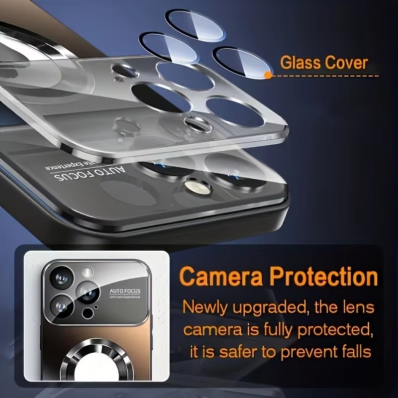 Luxury Bumper Matte Magnetic iPhone Case — Magsafe Wireless Charging, Glass Lens Camera Protection, Shockproof Half-Wrapped Cover, Anti-Fingerprint, Luminous Finish