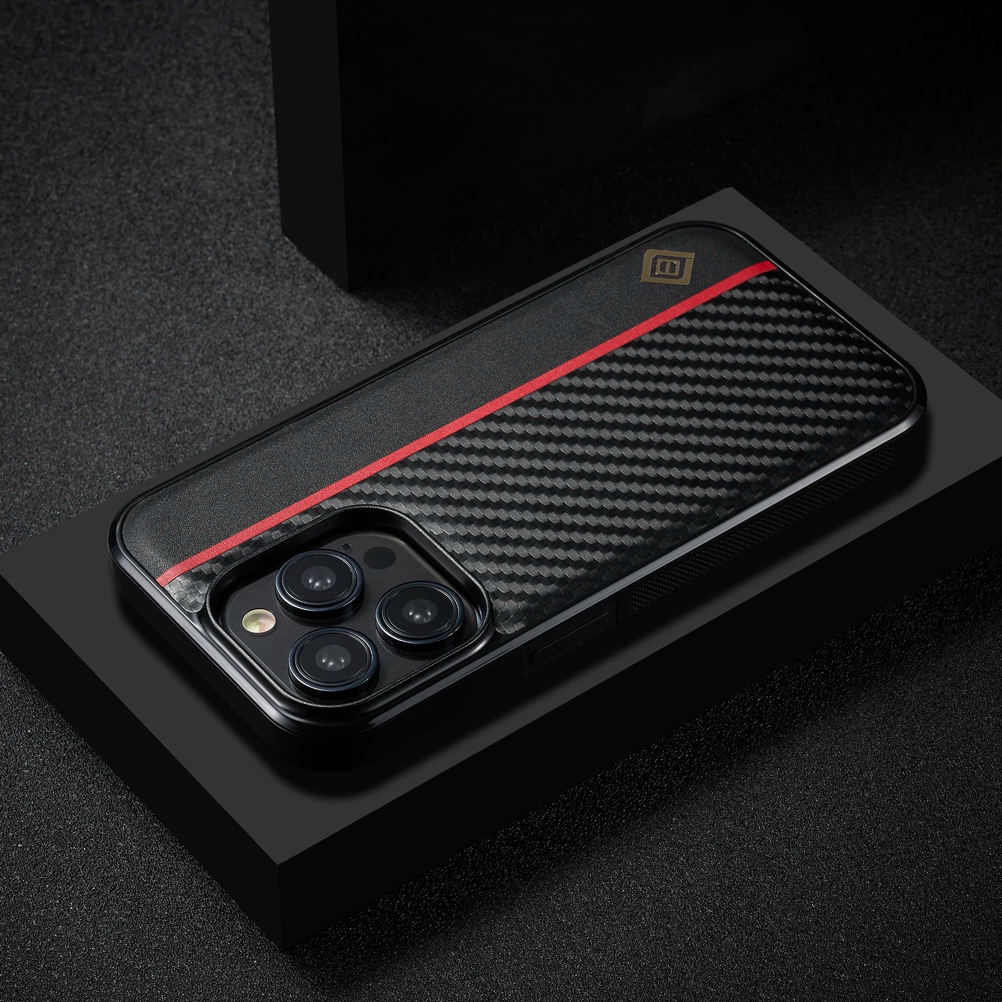 Luxury Carbon Fiber PU Leather Shockproof iPhone Case — Anti-Fingerprint Non-Slip Slim Back Cover with Camera Protection