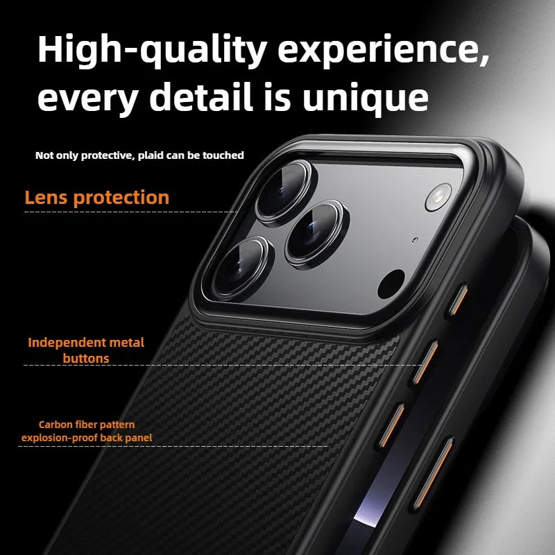 Luxury Carbon Fiber Shockproof iPhone Case — Drop-Resistant Anti-Fingerprint Non-Slip Protective Cover with Scratch & Dust Defense