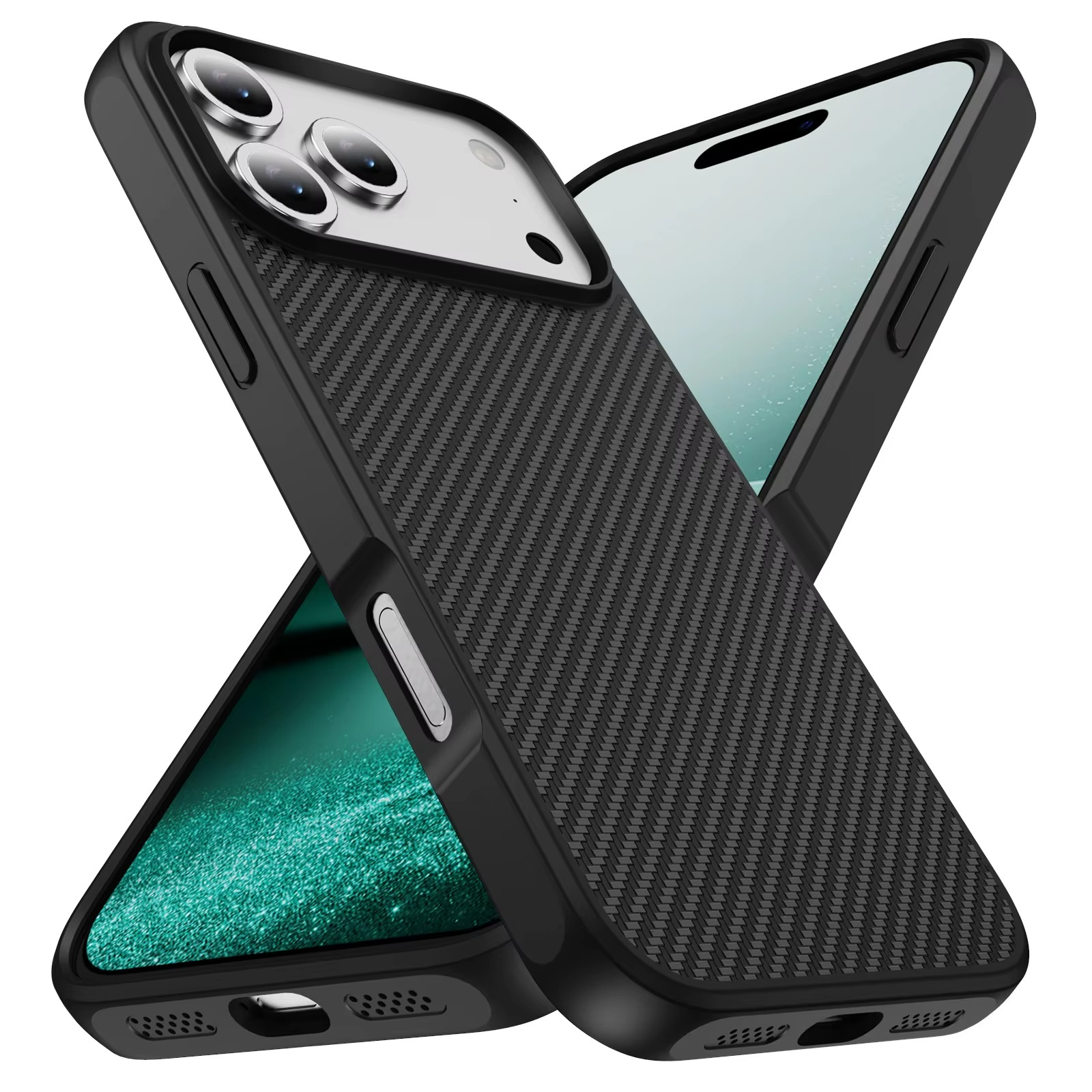 Luxury Carbon Fiber Shockproof iPhone Case — Drop-Resistant Anti-Fingerprint Non-Slip Protective Cover with Scratch & Dust Defense