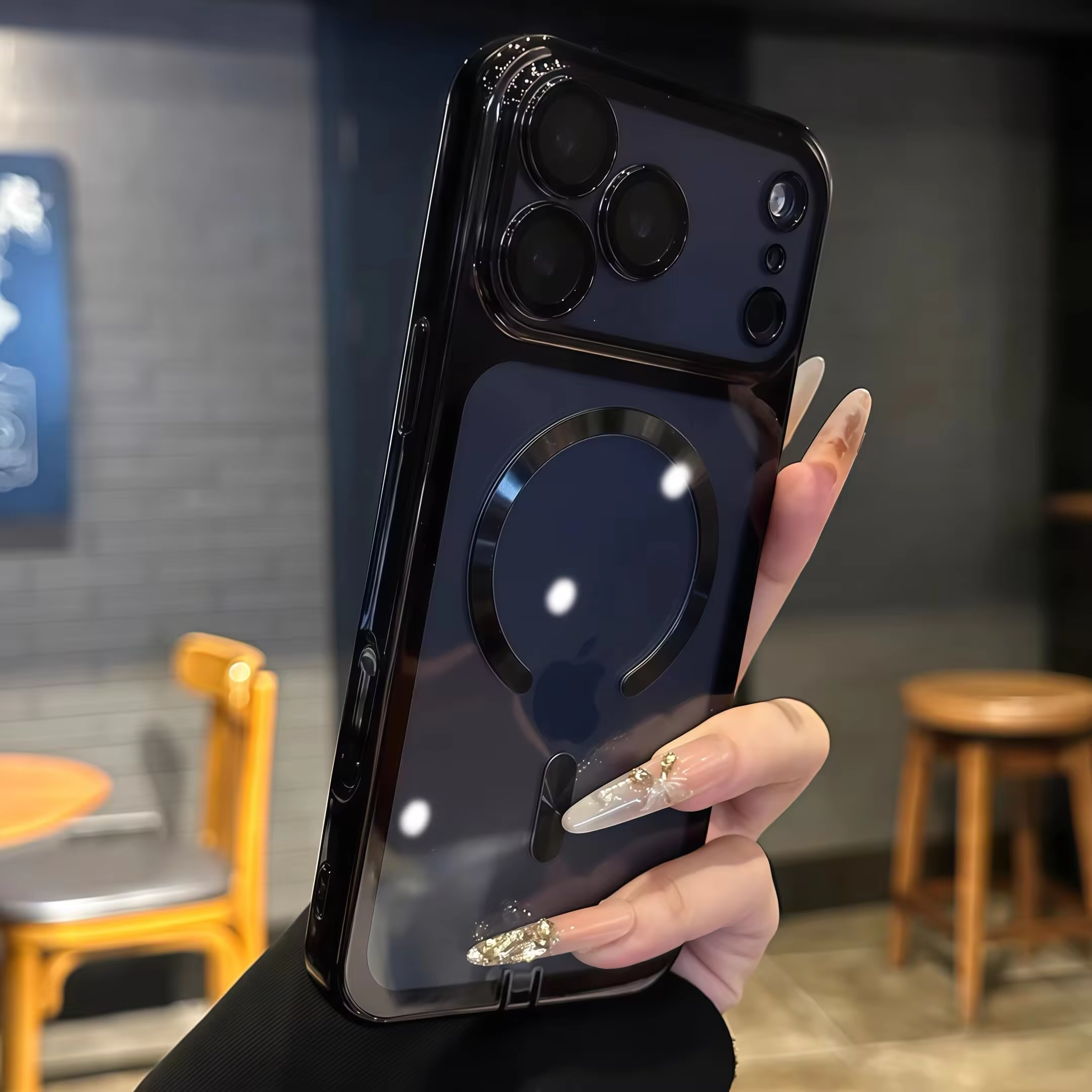 Luxury Clear Plating iPhone Case — MagSafe Wireless Charging Compatible, Shockproof Soft Acrylic Bumper Cover