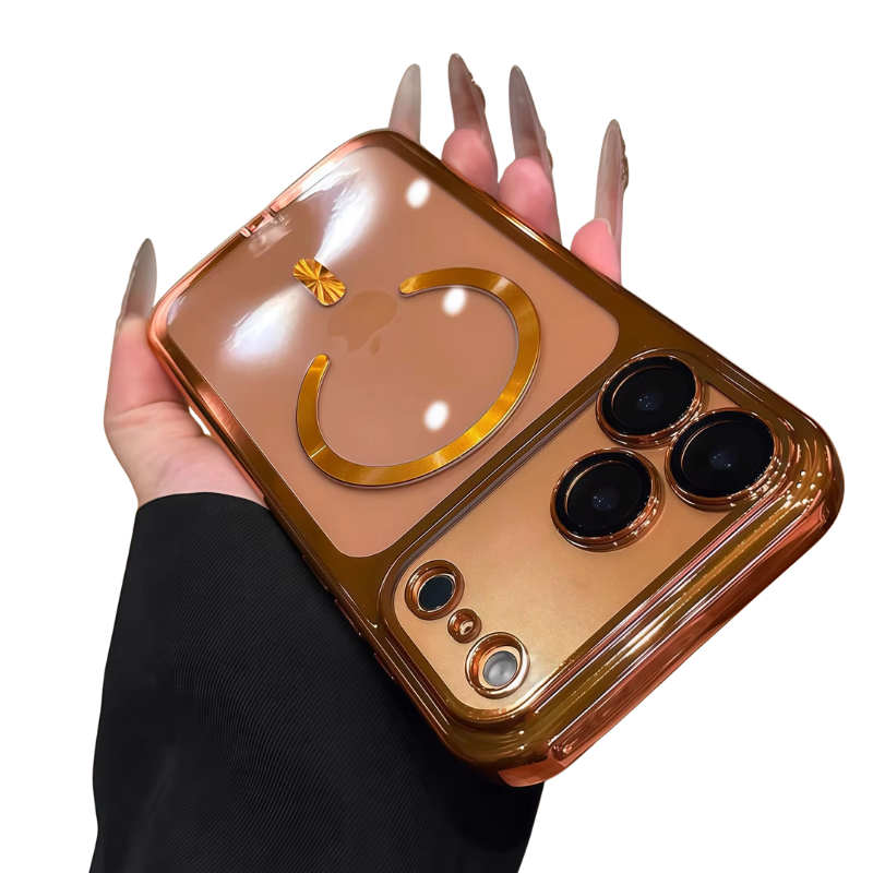 Luxury Clear Plating iPhone Case — MagSafe Wireless Charging Compatible, Shockproof Soft Acrylic Bumper Cover