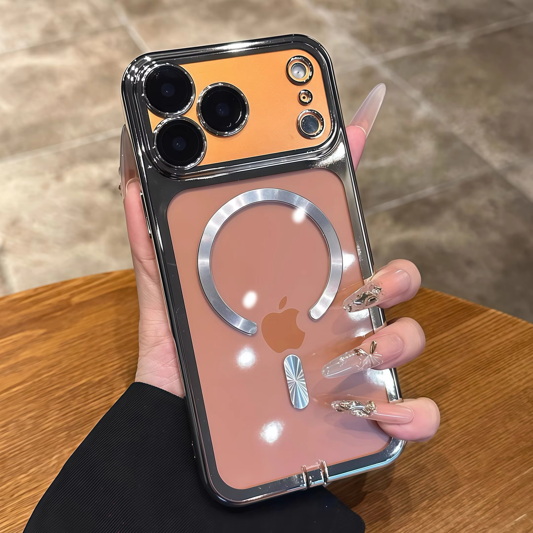 Luxury Clear Plating iPhone Case — MagSafe Wireless Charging Compatible, Shockproof Soft Acrylic Bumper Cover