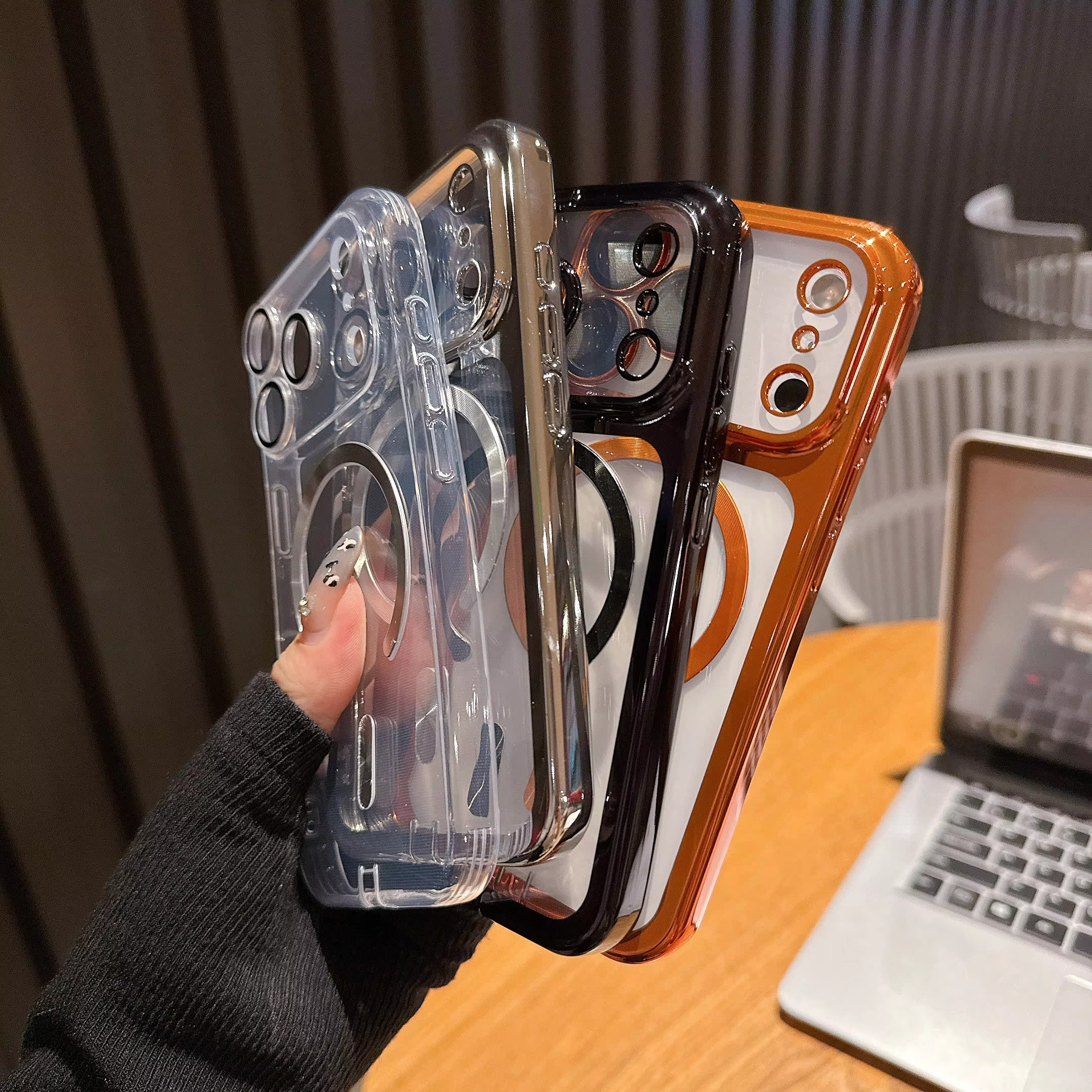 Luxury Clear Plating iPhone Case — MagSafe Wireless Charging Compatible, Shockproof Soft Acrylic Bumper Cover