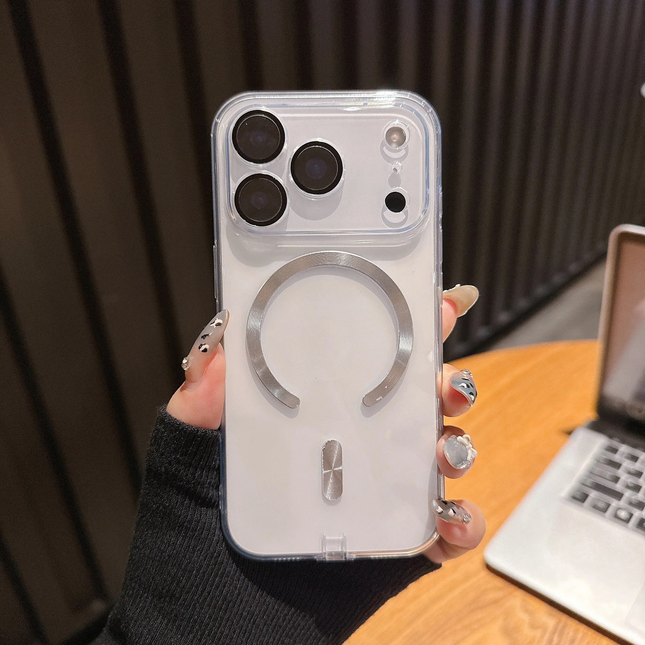 Luxury Clear Plating iPhone Case — MagSafe Wireless Charging Compatible, Shockproof Soft Acrylic Bumper Cover