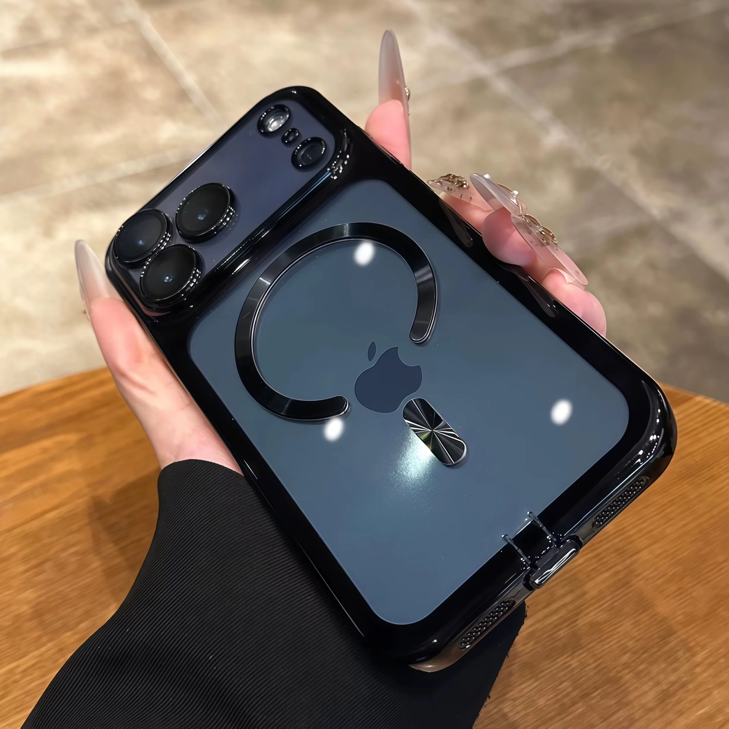 Luxury Clear Plating iPhone Case — MagSafe Wireless Charging Compatible, Shockproof Soft Acrylic Bumper Cover