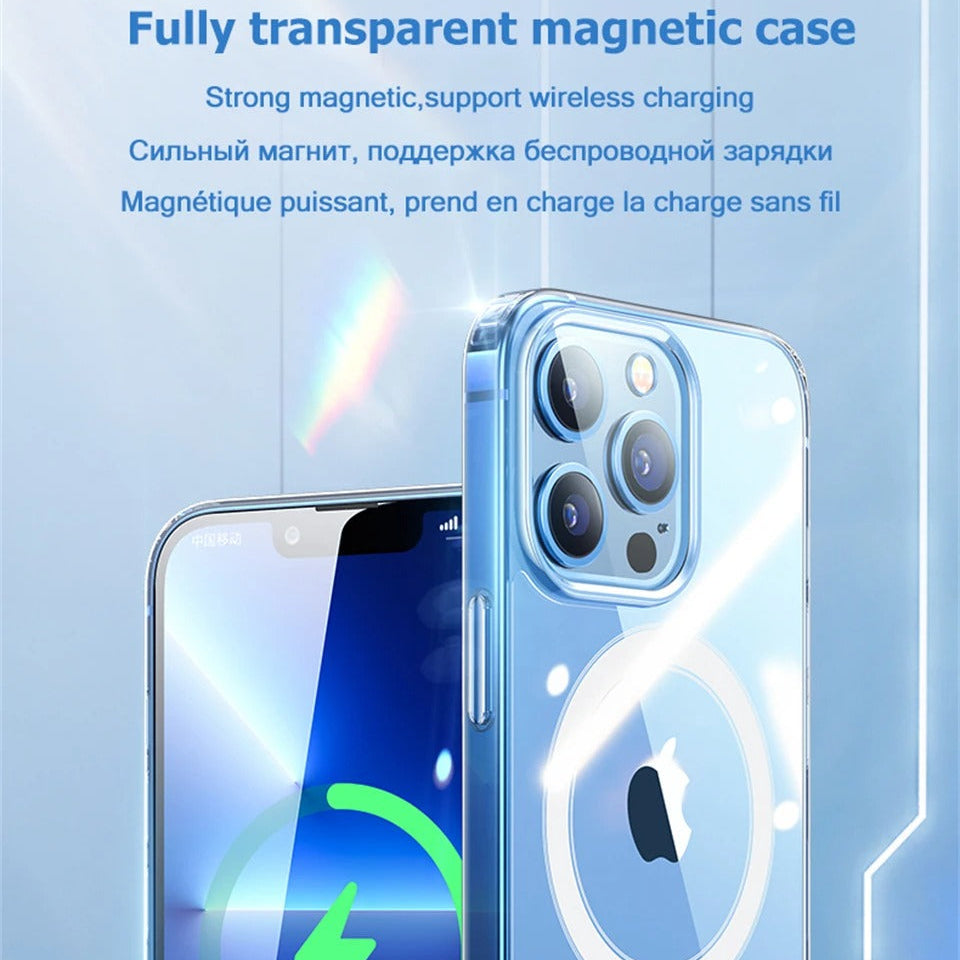 Luxury iPhone Case — MagSafe Clear Shockproof Acrylic Cover with Anti-Fingerprint Anti-Scratch Slim Transparent Design