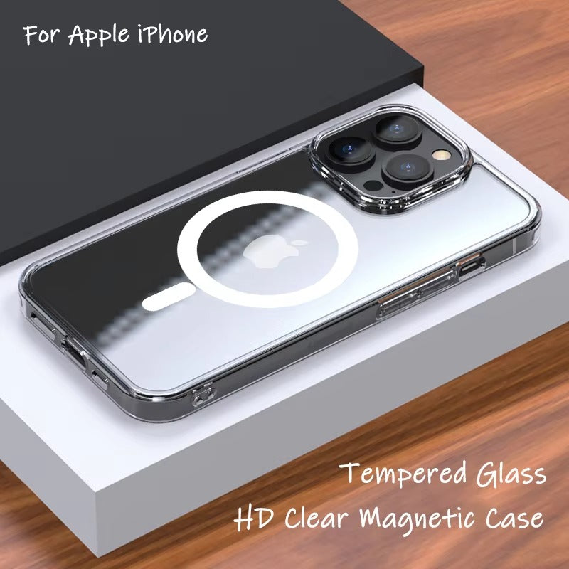 Luxury iPhone Case — MagSafe Clear Shockproof Acrylic Cover with Anti-Fingerprint Anti-Scratch Slim Transparent Design
