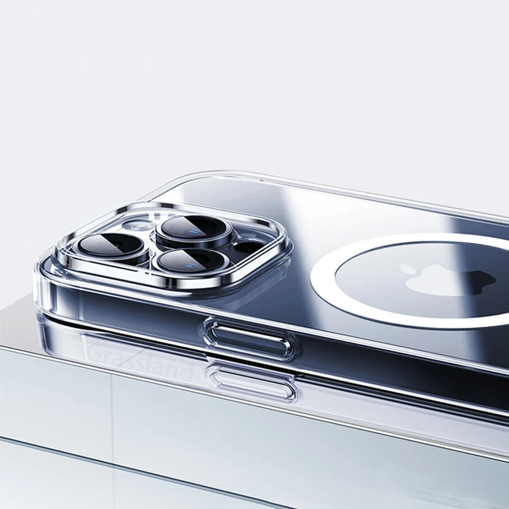 Luxury iPhone Case — MagSafe Clear Shockproof Acrylic Cover with Anti-Fingerprint Anti-Scratch Slim Transparent Design