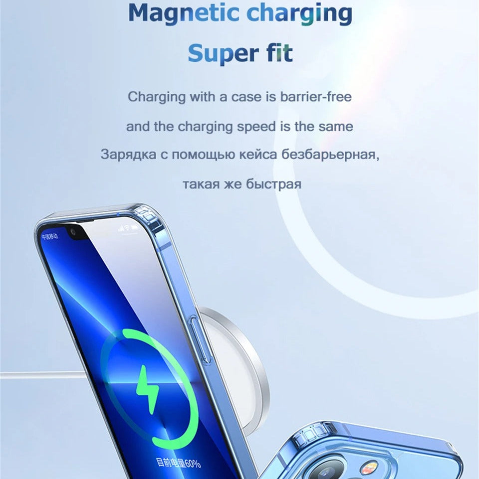 Luxury iPhone Case — MagSafe Clear Shockproof Acrylic Cover with Anti-Fingerprint Anti-Scratch Slim Transparent Design