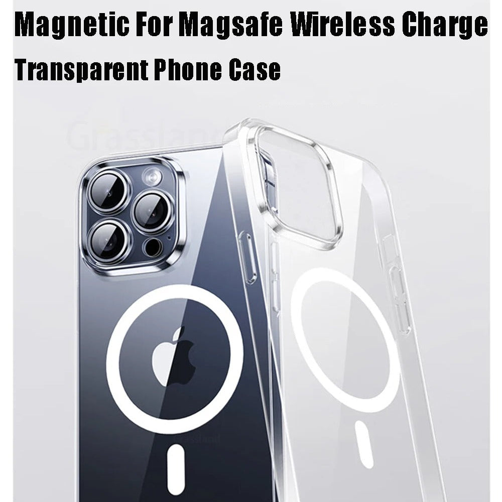 Luxury iPhone Case — MagSafe Clear Shockproof Acrylic Cover with Anti-Fingerprint Anti-Scratch Slim Transparent Design