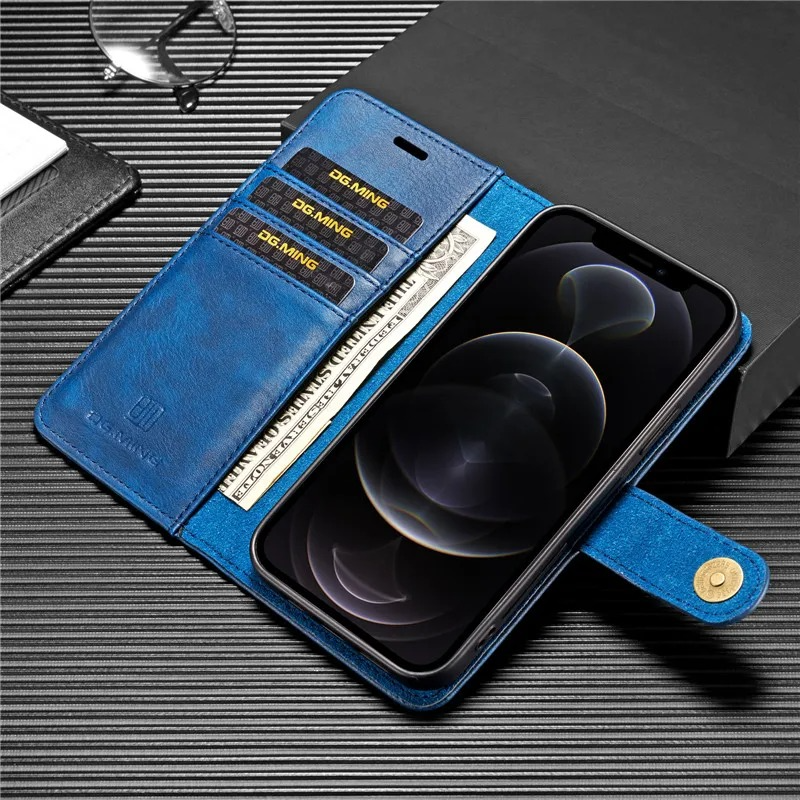 Luxury Detachable Magnetic Leather iPhone Wallet Case — Dual Layer, Shockproof, Anti-Fingerprint, Heavy Duty, Matte Finish, With Card Holder & Holder Slot