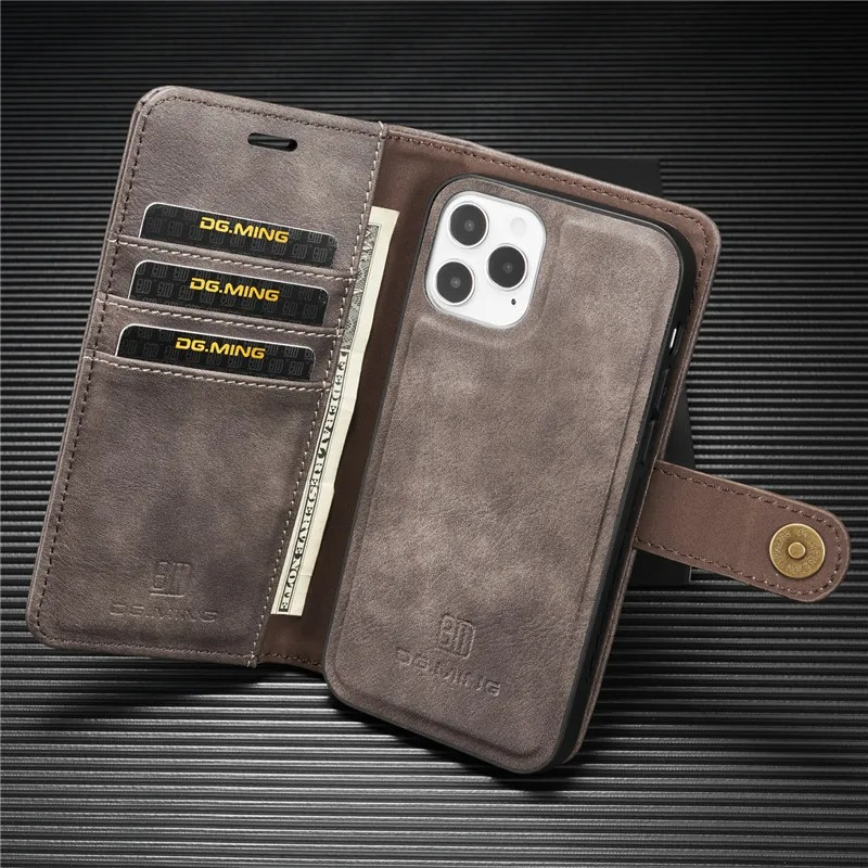 Luxury Detachable Magnetic Leather iPhone Wallet Case — Dual Layer, Shockproof, Anti-Fingerprint, Heavy Duty, Matte Finish, With Card Holder & Holder Slot