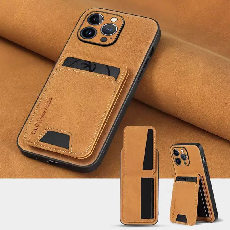 Luxury Faux Leather Wallet Phone Case — Stylish Shockproof Holder Cover, Anti-Scratch, Durable Full Protection, Soft Touch Finish