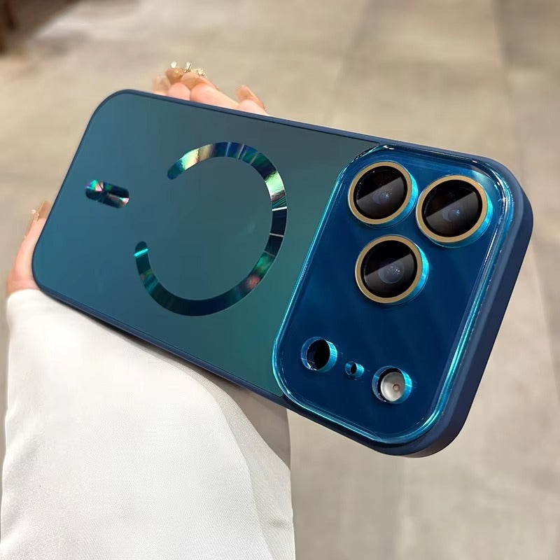 Luxury iPhone Case — Flowing Light MagSafe Big-Window Magnetic Shockproof Cover, Lightweight, Full Protection, Anti-Scratch Plain Design