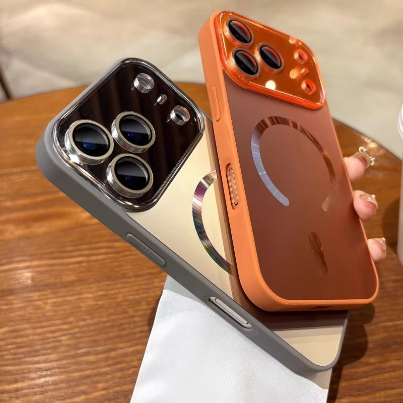 Luxury iPhone Case — Flowing Light MagSafe Big-Window Magnetic Shockproof Cover, Lightweight, Full Protection, Anti-Scratch Plain Design