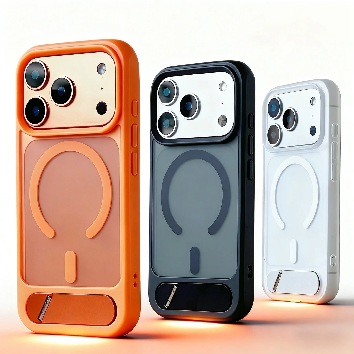 Luxury iPhone Case — Foldable Magnetic MagSafe Compatible Half-Wrapped PC Cover with Matte Finish, Shockproof, Anti-Fingerprint, Stand Holder, Non-Slip Design