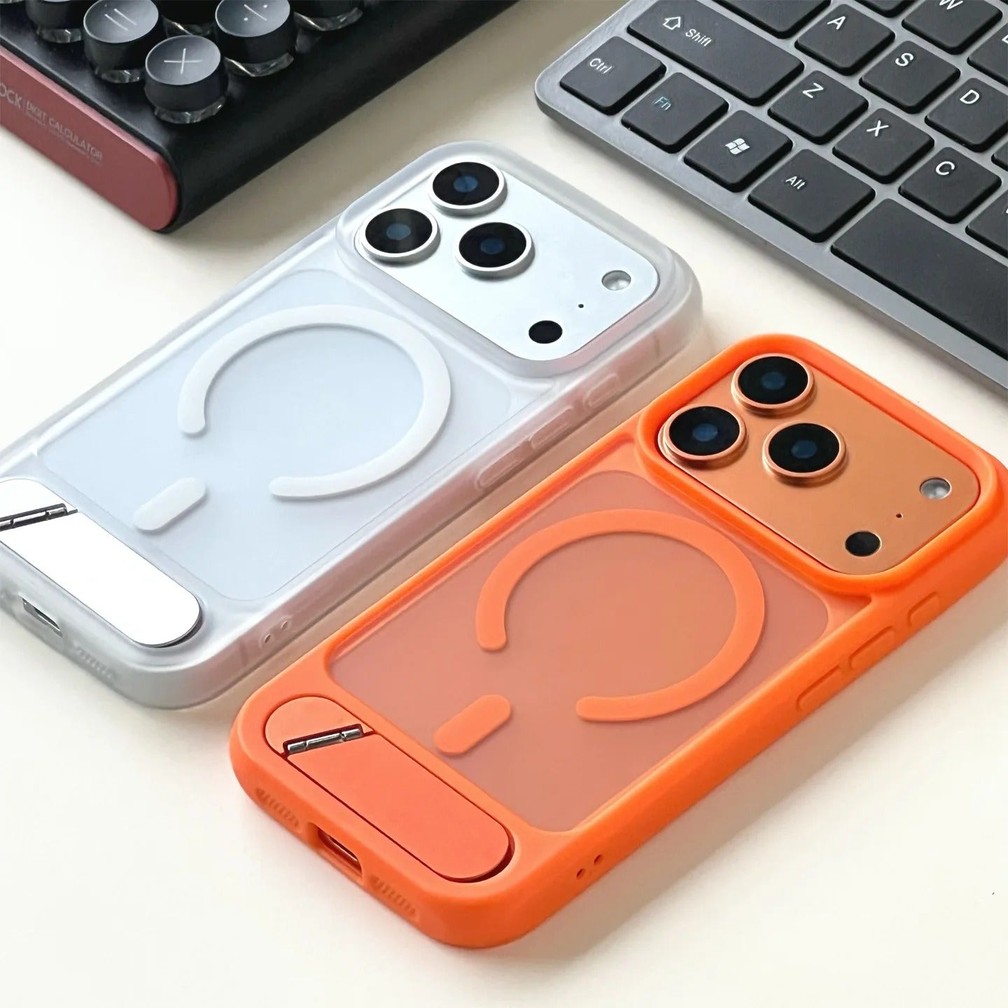 Luxury iPhone Case — Foldable Magnetic MagSafe Compatible Half-Wrapped PC Cover with Matte Finish, Shockproof, Anti-Fingerprint, Stand Holder, Non-Slip Design