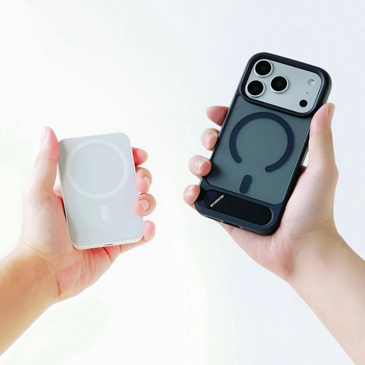 Luxury iPhone Case — Foldable Magnetic MagSafe Compatible Half-Wrapped PC Cover with Matte Finish, Shockproof, Anti-Fingerprint, Stand Holder, Non-Slip Design