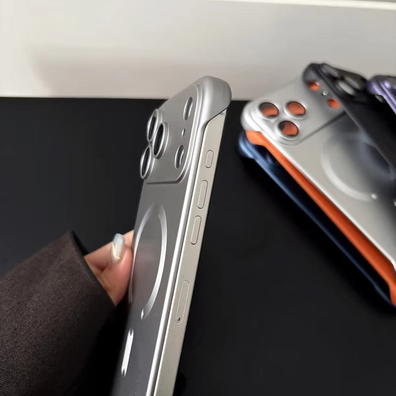 Luxury iPhone Case — Frameless Plating MagSafe Half-Wrapped Ultra-Thin PC Cover with Lens Film, Shockproof, Anti-Fingerprint, Anti-Scratch, Non-Slip Design