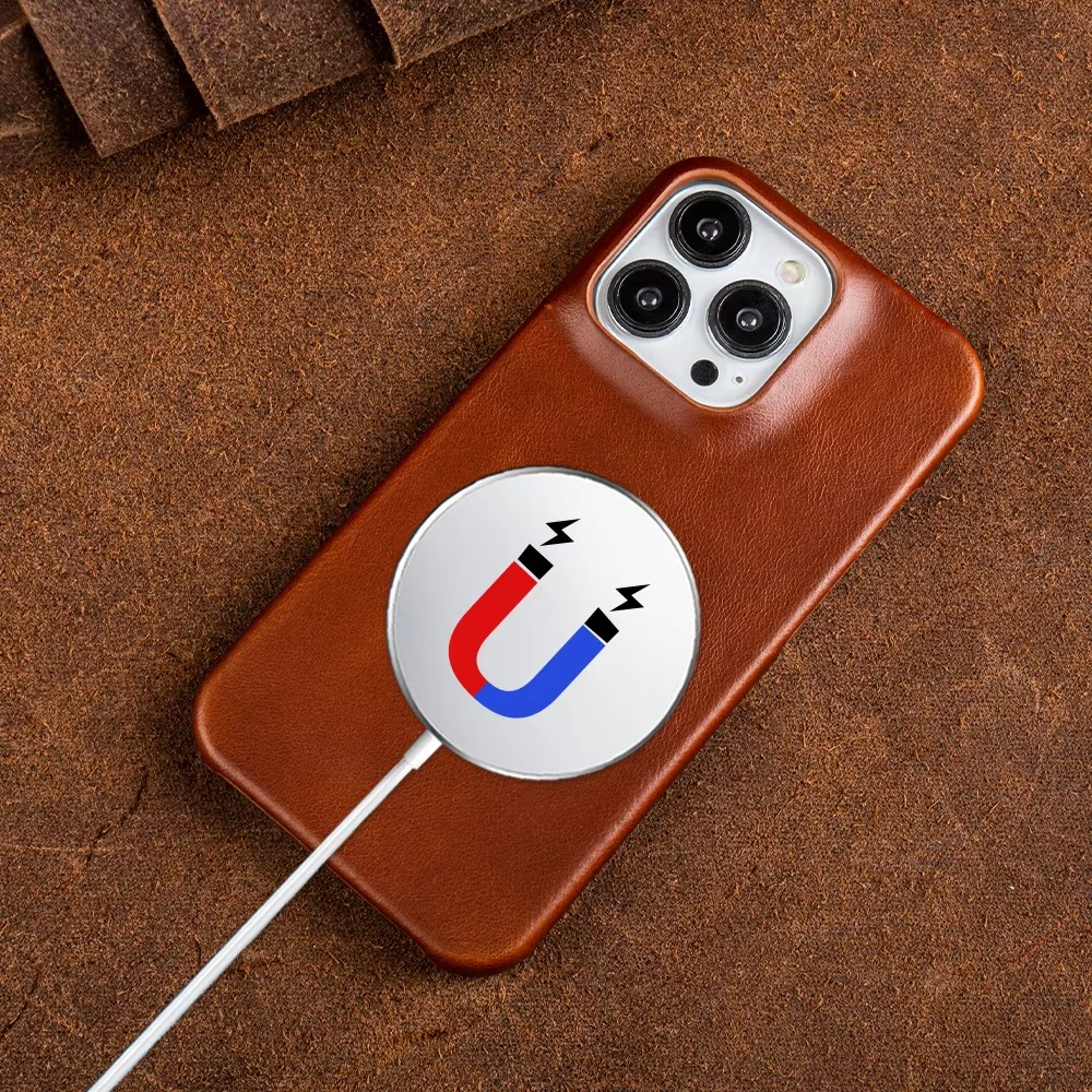 Luxury Genuine Leather iPhone Case — Half-Wrapped Anti-Scratch Dustproof Cover, Vintage Retro Business Style, Lightweight Non-Slip Design