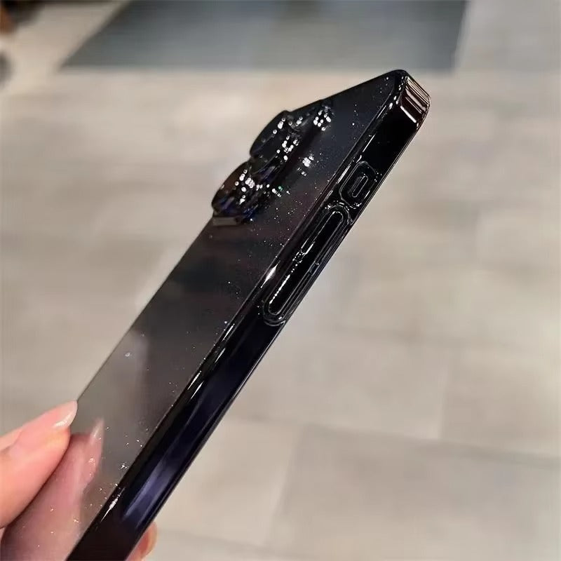 Luxury Glitter Transparent iPhone Case — Slim Hard PC Cover with Anti-Fingerprint, Anti-Scratch, Dustproof, Non-Slip Design, Clear Plating Camera Protection