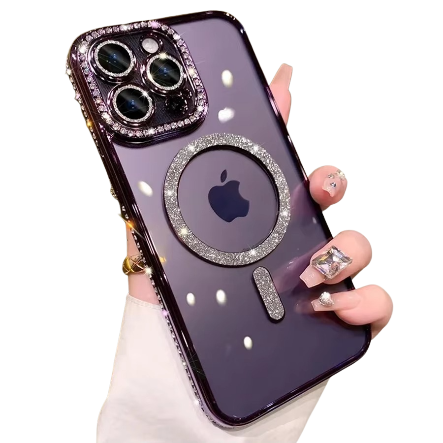 Luxury Glitter iPhone Case — Transparent Magnetic Bumper Cover with Anti-Fingerprint, Anti-Scratch, Dustproof, Non-Slip Design