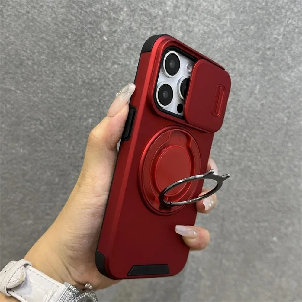 Luxury Heavy-Duty iPhone Case — Rugged Armor Magnetic Bracket with Shockproof PC Cover, Anti-Fingerprint, Anti-Scratch Protection