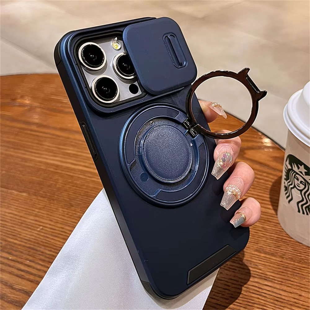 Luxury Heavy-Duty iPhone Case — Rugged Armor Magnetic Bracket with Shockproof PC Cover, Anti-Fingerprint, Anti-Scratch Protection