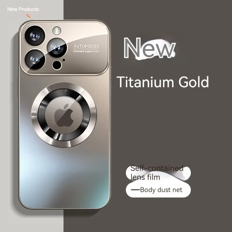 Luxury Large Window Magnetic iPhone Case — Magsafe Wireless Charging, Lens Protection, Shockproof Half-Wrapped Cover, Anti-Fingerprint, Non-Slip Finish