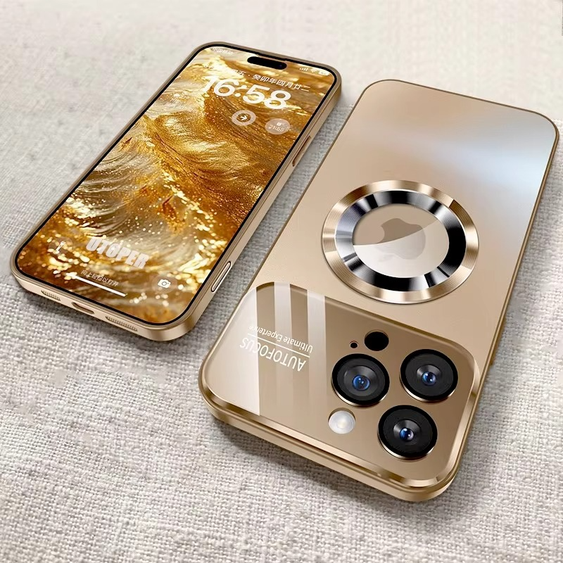 Luxury Large Window Magnetic iPhone Case — Magsafe Wireless Charging, Lens Protection, Shockproof Half-Wrapped Cover, Anti-Fingerprint, Non-Slip Finish