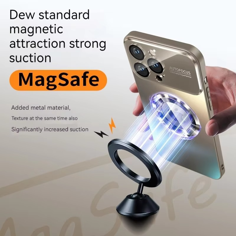 Luxury Large Window Magnetic iPhone Case — Magsafe Wireless Charging, Lens Protection, Shockproof Half-Wrapped Cover, Anti-Fingerprint, Non-Slip Finish