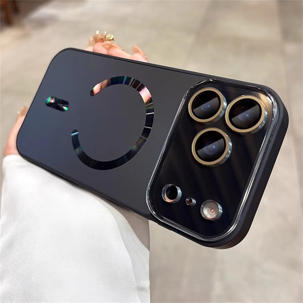 Luxury iPhone Case — Laser Camera Window MagSafe Magnetic Wireless-Charging Full Cover with Matte Glass Lens Protection, Shockproof, Anti-Fingerprint Design