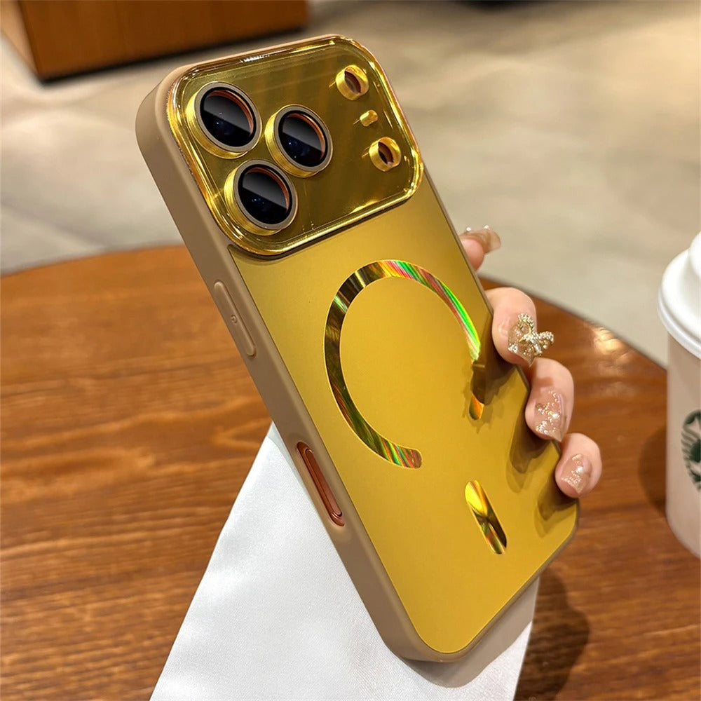 Luxury iPhone Case — Laser Camera Window MagSafe Magnetic Wireless-Charging Full Cover with Matte Glass Lens Protection, Shockproof, Anti-Fingerprint Design