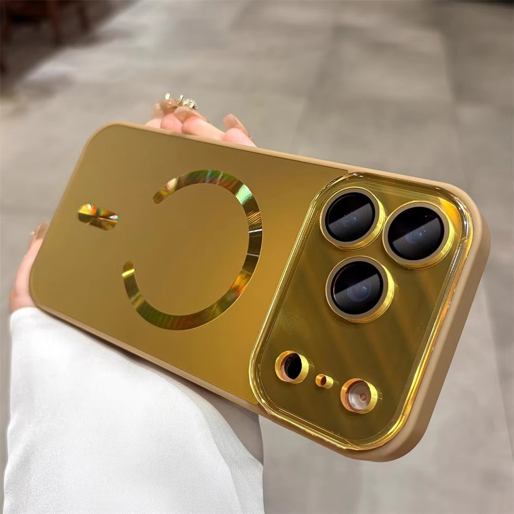 Luxury iPhone Case — Laser Camera Window MagSafe Magnetic Wireless-Charging Full Cover with Matte Glass Lens Protection, Shockproof, Anti-Fingerprint Design