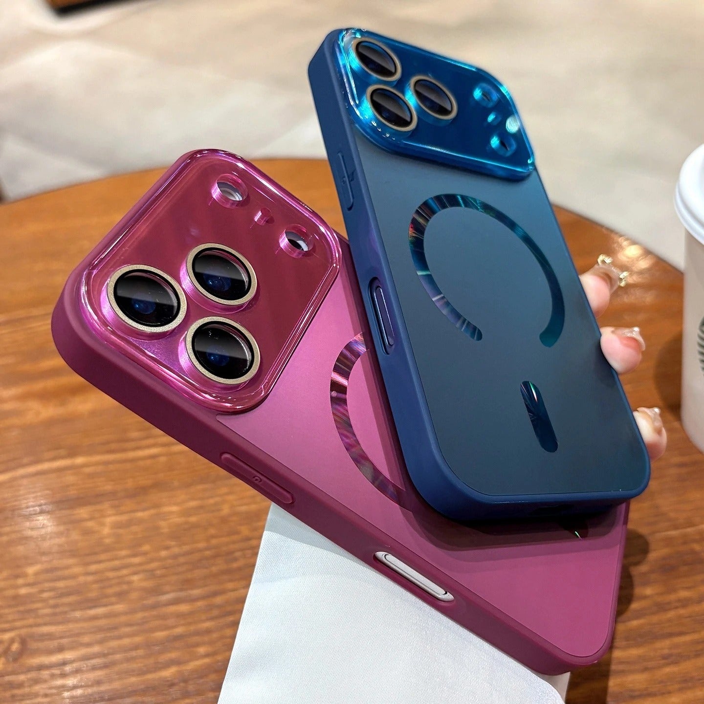 Luxury iPhone Case — Laser Camera Window MagSafe Magnetic Wireless-Charging Full Cover with Matte Glass Lens Protection, Shockproof, Anti-Fingerprint Design