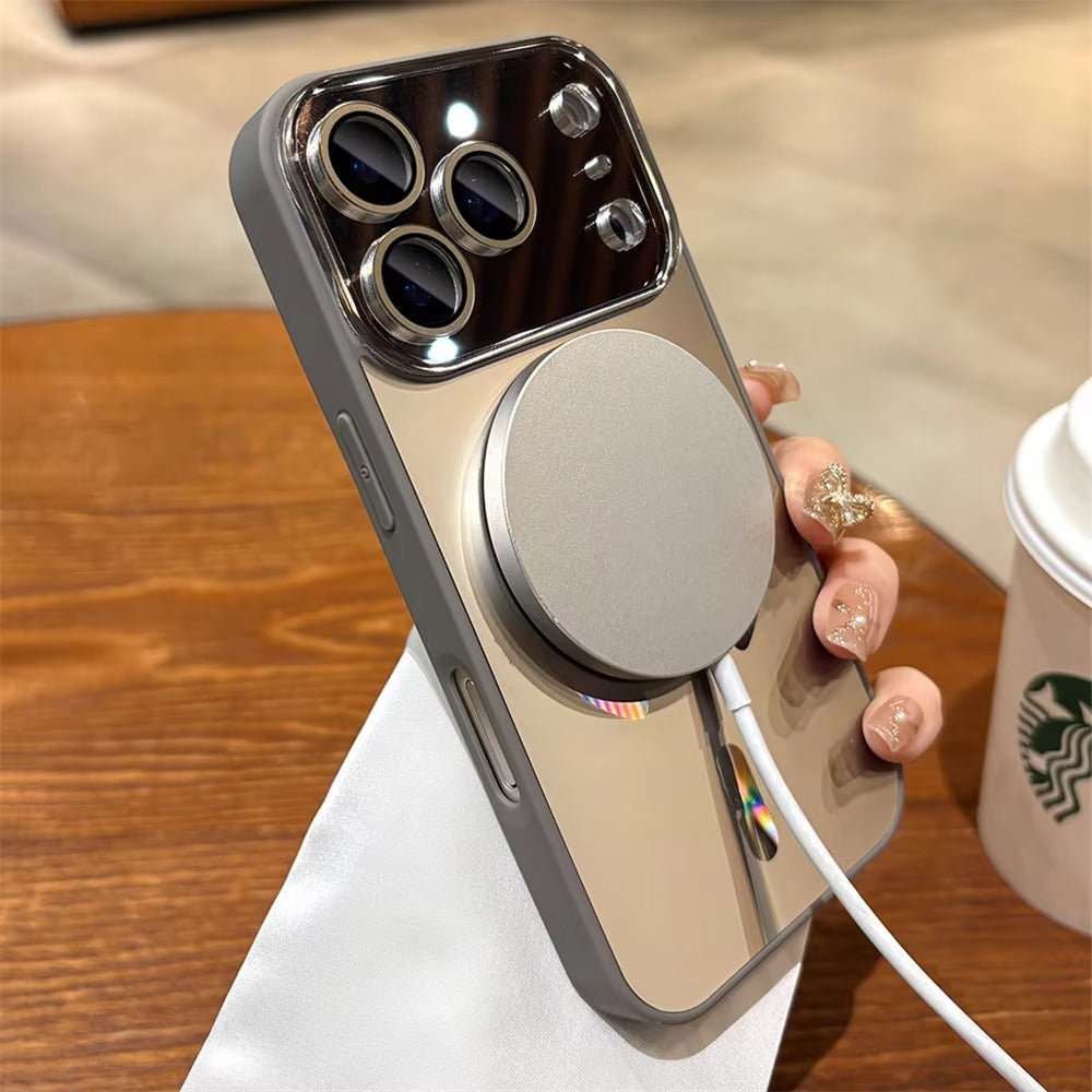 Luxury iPhone Case — Laser Camera Window MagSafe Magnetic Wireless-Charging Full Cover with Matte Glass Lens Protection, Shockproof, Anti-Fingerprint Design