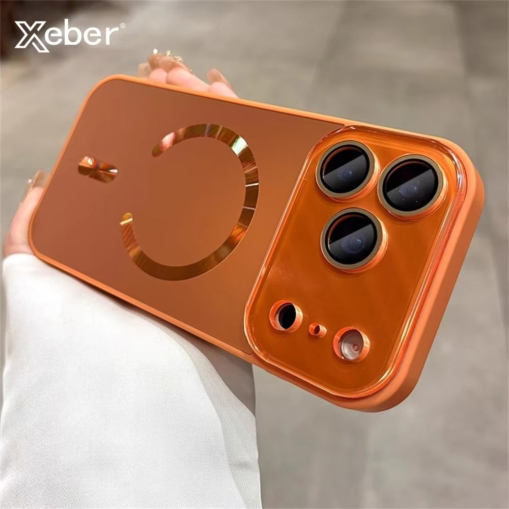 Luxury iPhone Case — Laser Camera Window MagSafe Magnetic Wireless-Charging Full Cover with Matte Glass Lens Protection, Shockproof, Anti-Fingerprint Design