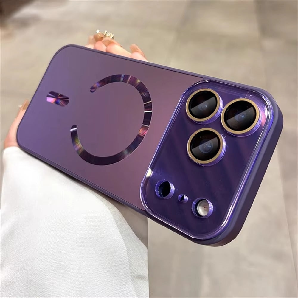Luxury iPhone Case — Laser Camera Window MagSafe Magnetic Wireless-Charging Full Cover with Matte Glass Lens Protection, Shockproof, Anti-Fingerprint Design