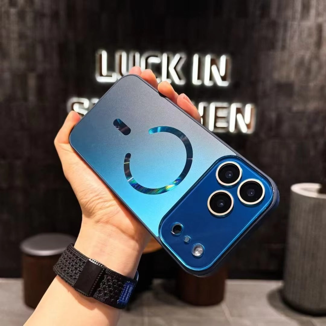 Luxury iPhone Case — Laser Camera Window MagSafe Magnetic Wireless-Charging Full Cover with Matte Glass Lens Protection, Shockproof, Anti-Fingerprint Design