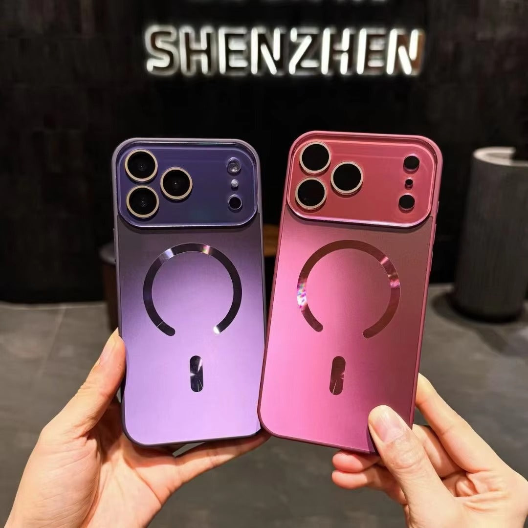 Luxury iPhone Case — Laser Camera Window MagSafe Magnetic Wireless-Charging Full Cover with Matte Glass Lens Protection, Shockproof, Anti-Fingerprint Design