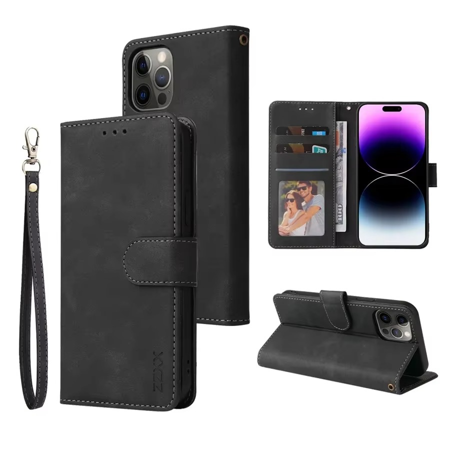 Luxury iPhone Case — Leather Magnetic Wallet Flip Cover with Card Slot Holder, Shockproof Anti-Fingerprint Anti-Scratch Non-Slip Full Protection