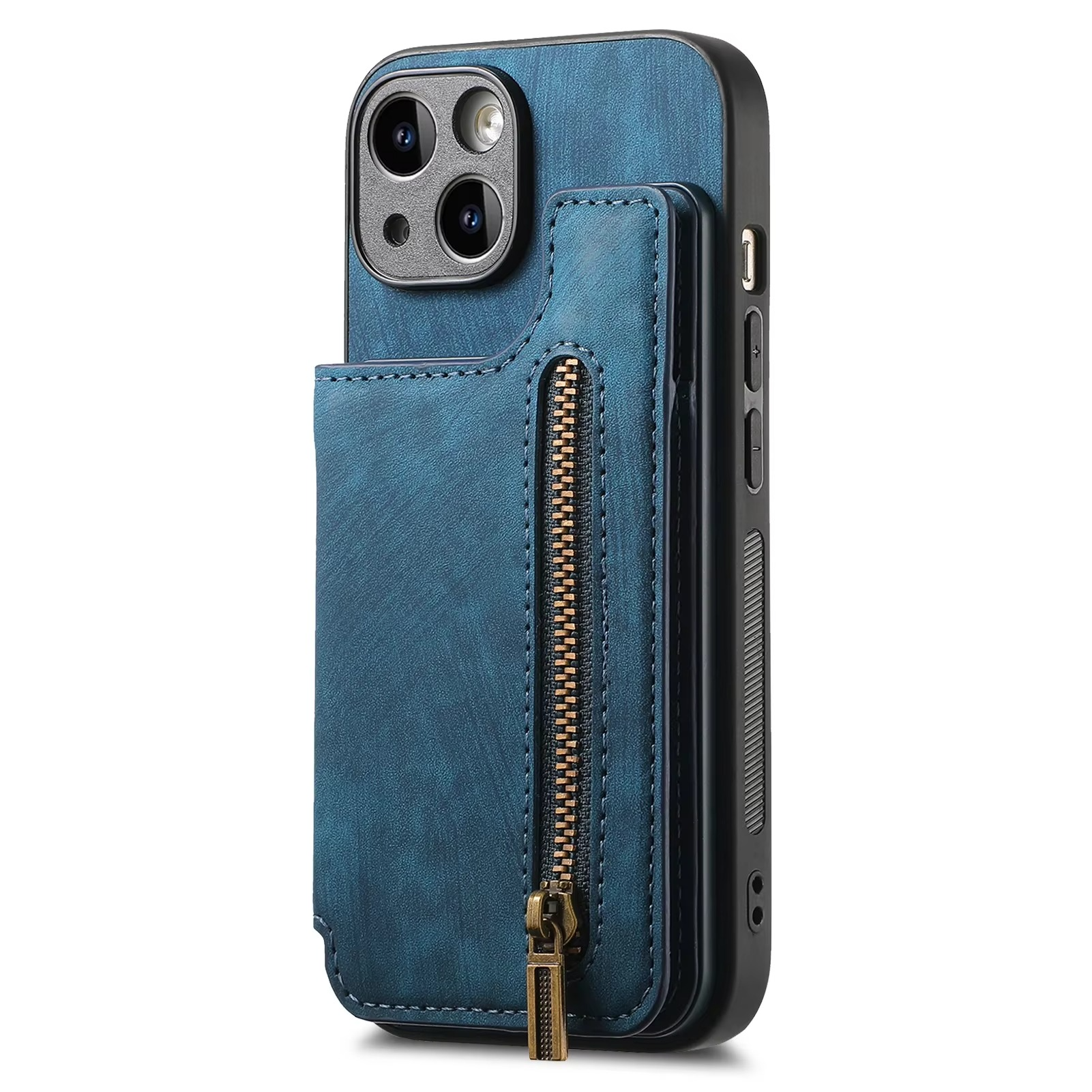Luxury Leather Wallet iPhone Case — Zipper Card Slot, Magnetic Double Buckle, Anti-Fingerprint, Anti-Scratch, Non-Slip Full Protection Cover